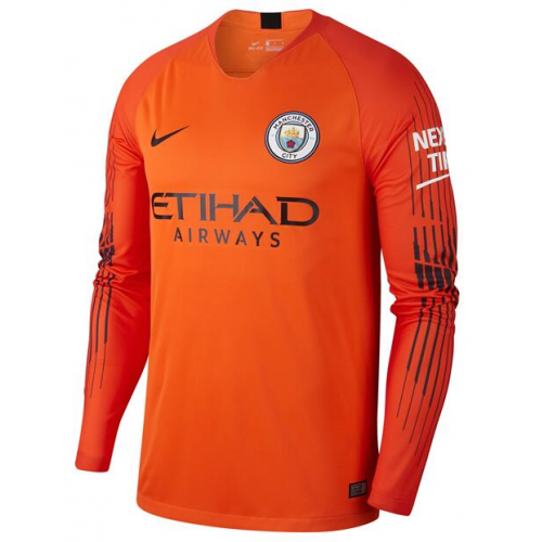 Manchester City 18/19 Long Sleeve Goalkeeper Orange Soccer Jersey Shirt